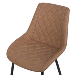 Beliani Faux Leather Dining Chairs Set Of 2 Brown Quilted With Iron Legs - thumbnail 7