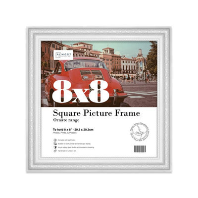 8X8 White Ornate Picture Frame (20.3 X 20.3Cm) Poster, Photo, Artwork, Gallery Wall Or Print - image 1