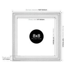 8X8 White Ornate Picture Frame (20.3 X 20.3Cm) Poster, Photo, Artwork, Gallery Wall Or Print - thumbnail 2