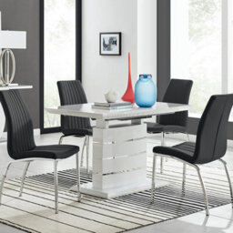 Furniturebox Uk Renato 120Cm High Gloss Extending Dining Table And 4 Black Isco Chairs - thumbnail 1