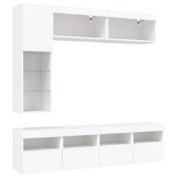 Walplus 7 Piece Tv Wall Cabinet Set With Led Lights White - thumbnail 3