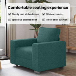Vidaxl Sofa With Cushion Dark Green 100 X 77 X 82 Cm Fabric - thumbnail 8