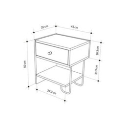Decortie Modern Sirius Nightstand Drawer Storage Oak Metal And Engineered Wood Legs 45(W)Cm Bedside Table Bedroom - thumbnail 3
