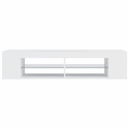 Berkfield Tv Cabinet With Led Lights White 135X39X30 Cm - thumbnail 8