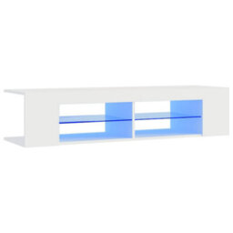 Berkfield Tv Cabinet With Led Lights White 135X39X30 Cm - thumbnail 2