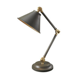 Adjustable Dark Grey Table Lamp With Aged Brass Finish - Led E27 60W