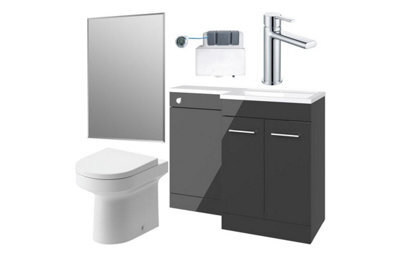 Aquarius Urbano Premium Right Hand 1000mm Vanity Unit  Suite (With Back To Wall Toilet) - Anthracite Gloss - image 1