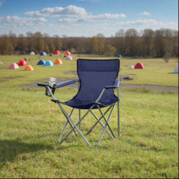 Songmics Set Of 2 Folding Camping Chairs, Outdoor Chairs With Armrests And Cup Holder, Stable Structure, Max. Capacity 120Kg, Dark Blue - thumbnail 2