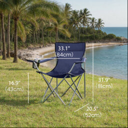 Songmics Set Of 2 Folding Camping Chairs, Outdoor Chairs With Armrests And Cup Holder, Stable Structure, Max. Capacity 120Kg, Dark Blue - thumbnail 3