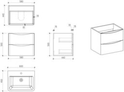 Affine 600mm Bathroom Vanity Unit Wall Hung Storage Furniture Basin Sink Soft Close Oak - thumbnail 7
