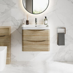 Aveli 600mm Bathroom Vanity Unit Wall Hung Storage Furniture Basin Sink Soft Close Oak