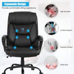 Costway Executive Chair 6 Point Massage 360 Swivels Adjustable High Back Office Chair - thumbnail 7