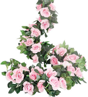 Artificial Rose Garlands, Tendrils, 4 Pieces (70 Cm) In Artificial Silk, Flower Garlands For Home, Office, (Pink) - image 1