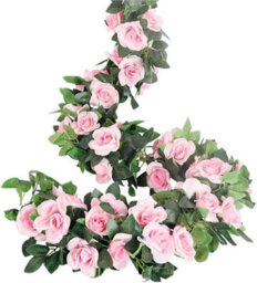Artificial Rose Garlands, Tendrils, 4 Pieces (70 Cm) In Artificial Silk, Flower Garlands For Home, Office, (Pink) - thumbnail 1
