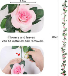 Artificial Rose Garlands, Tendrils, 4 Pieces (70 Cm) In Artificial Silk, Flower Garlands For Home, Office, (Pink) - thumbnail 4