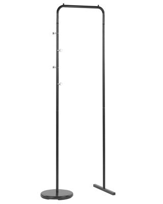 Beliani Black Metal Clothes Rail 175 X 50 Cm Freestanding Rack With 4 Hooks - image 1