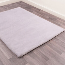 Silver Plain Shaggy Modern Easy To Clean Rug For Dining Room Bedroom And Living Room-150Cm X 200Cm - thumbnail 2