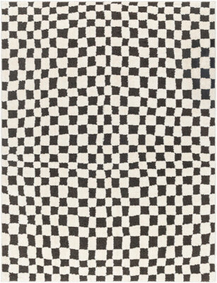 Livabliss Freud-Modern Black Ivory High Pile Checkered Living Dining Bedroom Rug 160 X 213 Cm Easy Care, Non Shedding - image 1