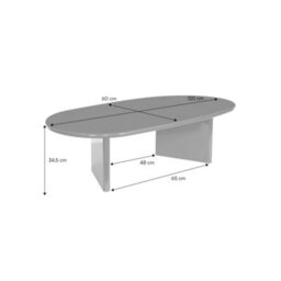 Sweeek - Oval Coffee Table With Glossy Finish Cream 120X60X35 Cm - Rumi - thumbnail 5