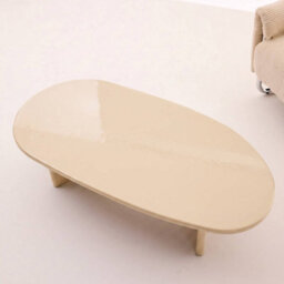 Sweeek - Oval Coffee Table With Glossy Finish Cream 120X60X35 Cm - Rumi - thumbnail 4