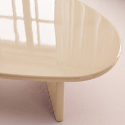 Sweeek - Oval Coffee Table With Glossy Finish Cream 120X60X35 Cm - Rumi - thumbnail 6