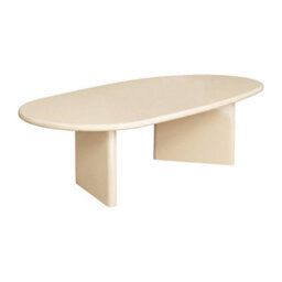 Sweeek - Oval Coffee Table With Glossy Finish Cream 120X60X35 Cm - Rumi - thumbnail 2