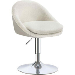Height Adjustable Office And Vanity Chair, Swivel Stool With Backrest, Steel Frame, Cream White - thumbnail 7