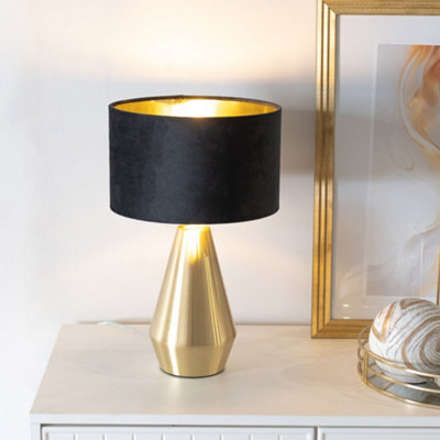 Valuelights Jax Gold Dimmable Touch Table Lamp With Black Velvet With Gold Inner Lamp Shade - image 1