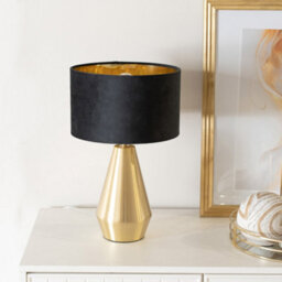 Valuelights Jax Gold Dimmable Touch Table Lamp With Black Velvet With Gold Inner Lamp Shade - thumbnail 3