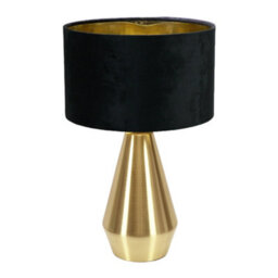 Valuelights Jax Gold Dimmable Touch Table Lamp With Black Velvet With Gold Inner Lamp Shade - thumbnail 2