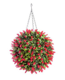 Pair Of Best Artificial 38Cm Red Lush Lavender Hanging Basket Flower Topiary Ball - Weather & Fade Resistant - thumbnail 5