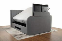 Mayfair Ottoman 2.1 Media Tv Bed With Soundbar In Smoke Grey Fabric - Super King 6Ft - thumbnail 5