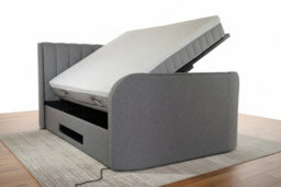 Mayfair Ottoman 2.1 Media Tv Bed With Soundbar In Smoke Grey Fabric - Super King 6Ft - thumbnail 6