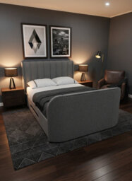 Mayfair Ottoman 2.1 Media Tv Bed With Soundbar In Smoke Grey Fabric - Super King 6Ft - thumbnail 3