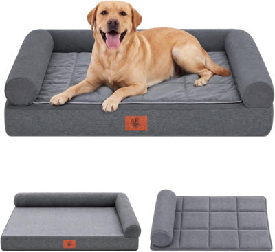 Luckracer Large Dog Bed Sofa Washable Orthopedic Dog Beds Black 90X66X16Cm - image 1