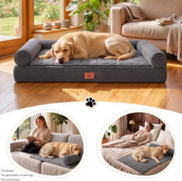 Luckracer Large Dog Bed Sofa Washable Orthopedic Dog Beds Black 90X66X16Cm - thumbnail 3