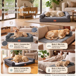 Luckracer Large Dog Bed Sofa Washable Orthopedic Dog Beds Black 90X66X16Cm - thumbnail 5