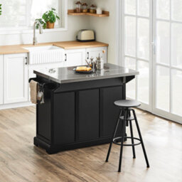 Sobuy Kitchen Island Rolling Kitchen Storage Trolley With Extendable Worktop Bar Island Metal Worktop , Fkw71-Ii-Sch - Black - thumbnail 7