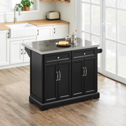 Sobuy Kitchen Island Rolling Kitchen Storage Trolley With Extendable Worktop Bar Island Metal Worktop , Fkw71-Ii-Sch - Black - thumbnail 6