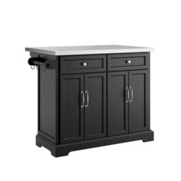 Sobuy Kitchen Island Rolling Kitchen Storage Trolley With Extendable Worktop Bar Island Metal Worktop , Fkw71-Ii-Sch - Black