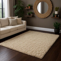 Uetian Light Beige Rug Luxury Thick Carpet 5Cm Dense Pile Cozy Modern Home Floor Rug (120X170)