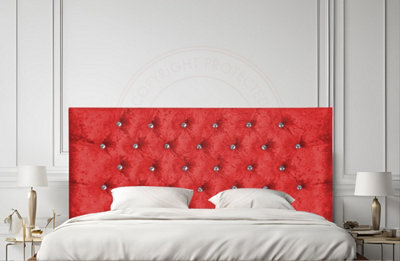 "COOL BED Red Crushed Velvet 5Ft - King Size 20"" Chesterfield Headboard" - image 1
