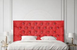 "COOL BED Red Crushed Velvet 5Ft - King Size 20"" Chesterfield Headboard" - thumbnail 1