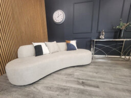 Stratus Interiors Miami Boucle Corner Sofa Curved Cinema Style - Silver Grey - 6 Seater - thumbnail 4