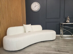 Stratus Interiors Miami Boucle Corner Sofa Curved Cinema Style - Silver Grey - 6 Seater - thumbnail 3