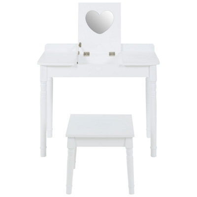 Orsina Childrens Dressing Table And Chair, Crisp White Dressing Table With Mirror, Body Posture Vanity Chair - image 1