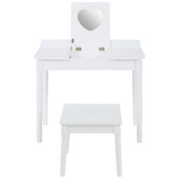 Orsina Childrens Dressing Table And Chair, Crisp White Dressing Table With Mirror, Body Posture Vanity Chair - thumbnail 1