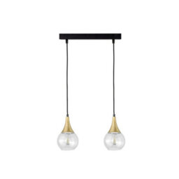 Luminosa Lighting Luminosa Lacrima Bar Pendant Ceiling Light Black, Gold Transparent Glass Shade 2X E27 - thumbnail 1