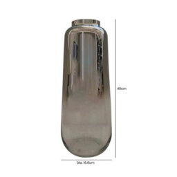 Vanity Living 40Cm Chrome & Clear Glass Vase, Modern Decorative Centerpiece For Living Room - thumbnail 2