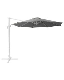 Wyld And Coco Garden Sun Cantilever Parasol With Crank, 300 X 300 Cm, Dark Grey Canopy, White Steel Pole, Weather Resistant - thumbnail 1